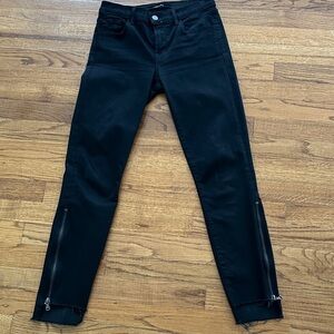 J Brand Black Ankle Jeans with Zipper Accents